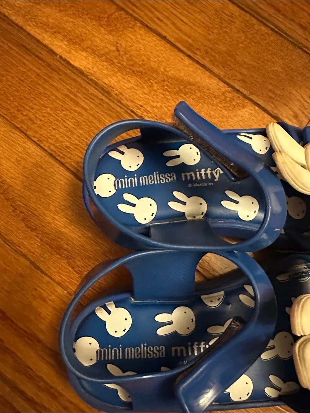 Mini Melissa Blue Kids Bunny Sandals with White Bunny Accents